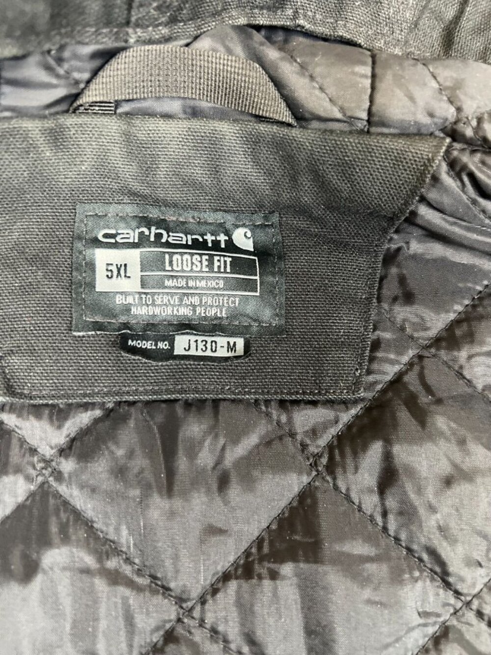 Carhartt Men 5XL Black J130 Loose Fit Quilted Lined Canvas Active Jacket - Picture 4 of 8